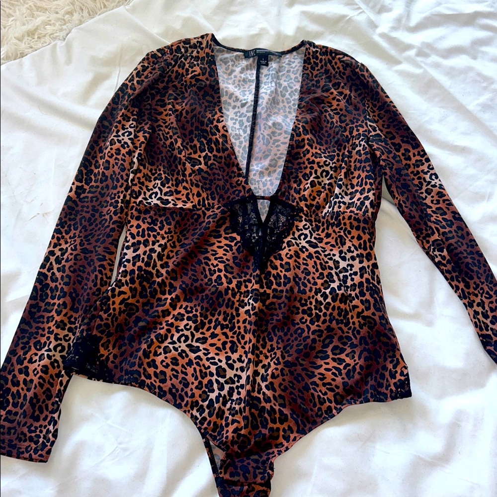 INC International Concepts Women's Leopard Print Top Bodysuit
